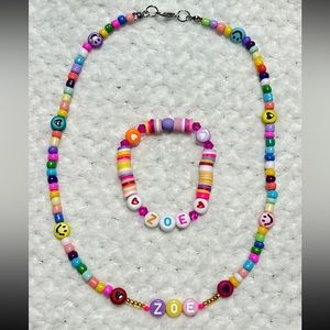 Beaded Name Girls Colorful handmade Necklace Bracelet Customizable